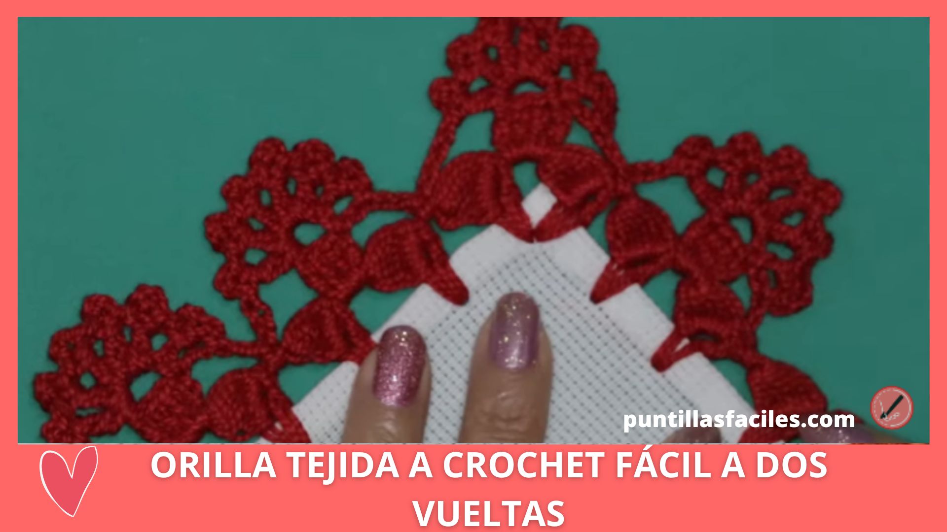 ORILLA TEJIDA A CROCHET FÁCIL A DOS VUELTAS