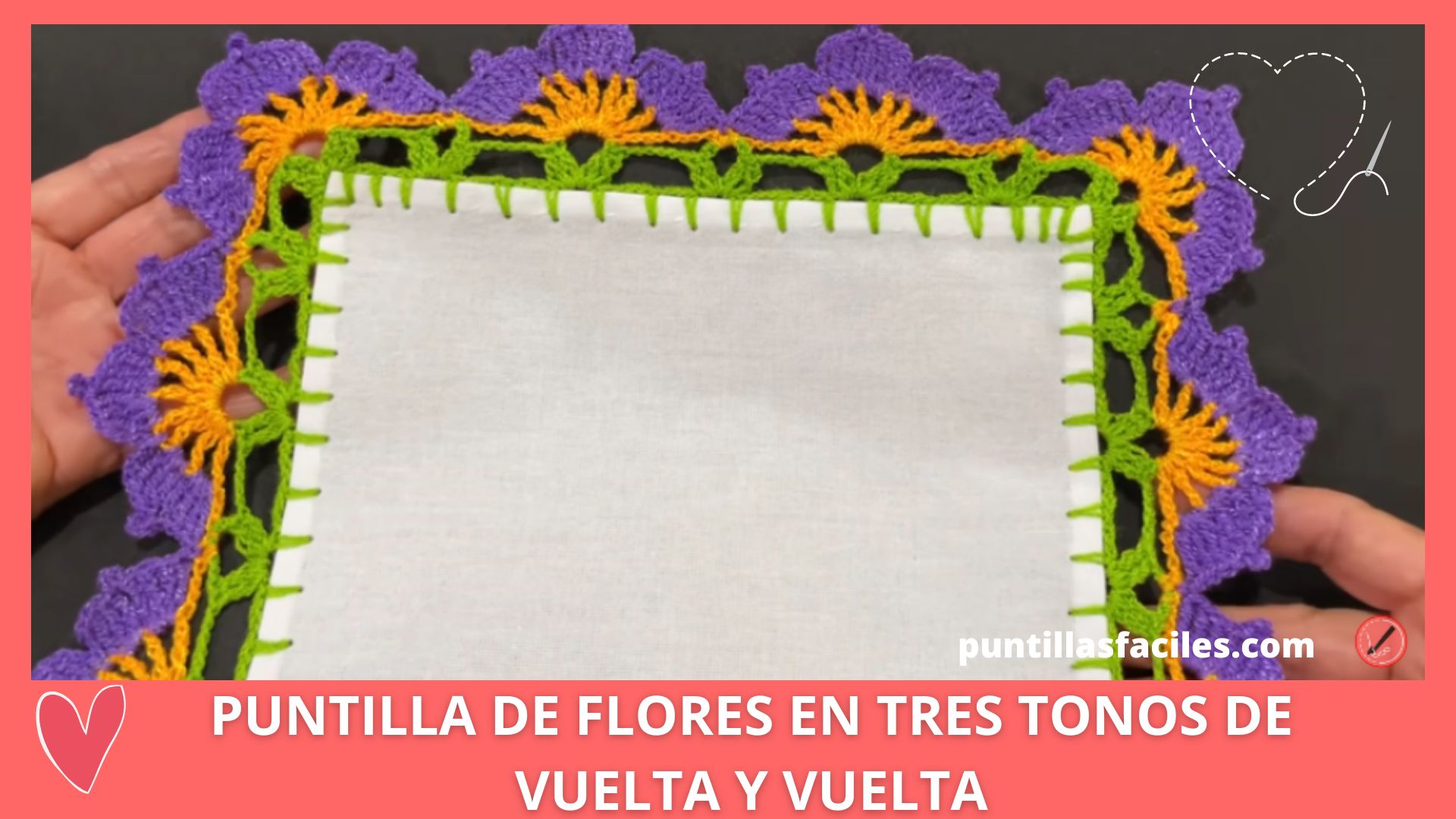 PUNTILLA DE FLORES EN TRES TONOS DE VUELTA Y VUELTA