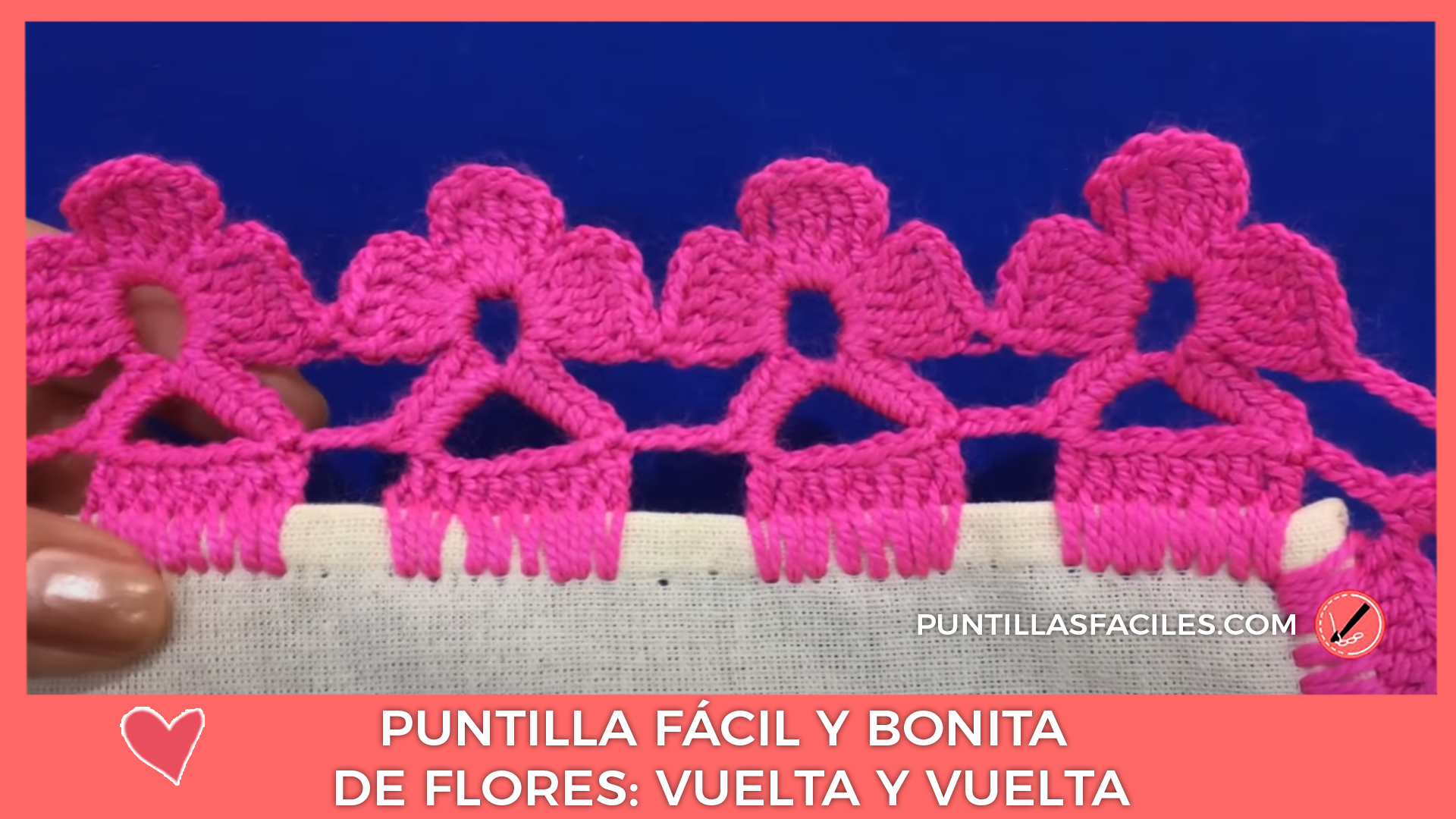 Puntilla fácil y bonita de flores: Vuelta y vuelta